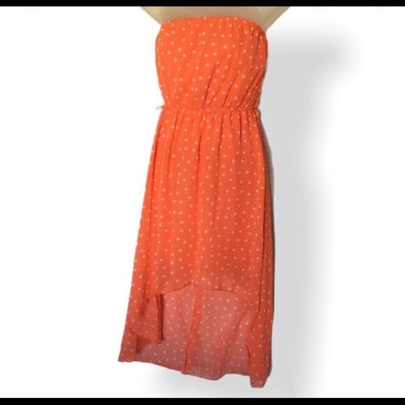 Jr medium orange dot high low dress - Picture 1 of 4